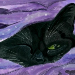 wdpblackcat cat black drawing purple